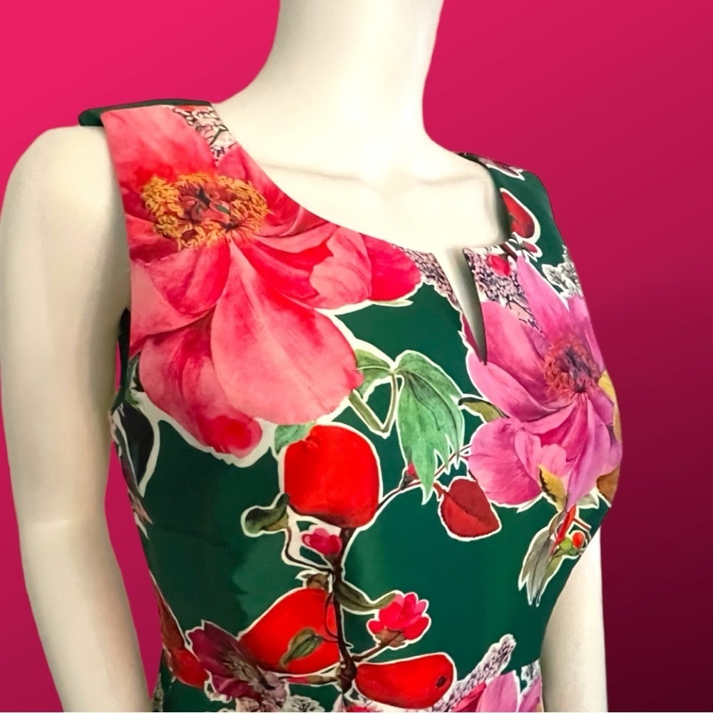 Talbots Green Floral Fit & Flare A-Line Dress - Size 8 - Picture 2 of 15